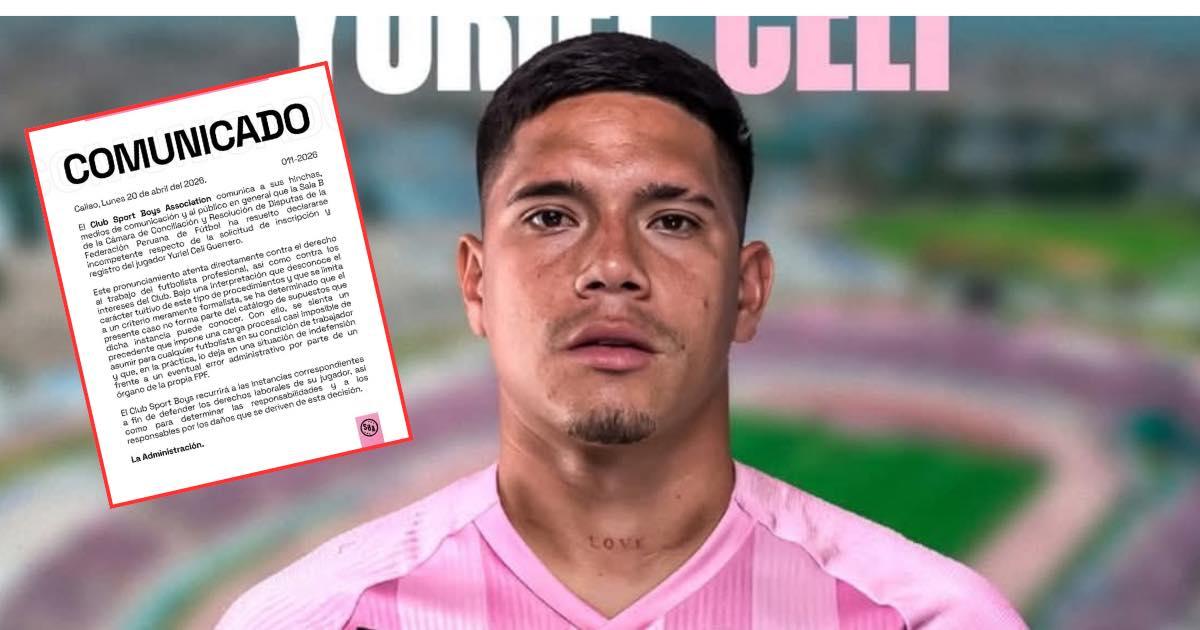 Sport Boys cuestionó fallo de la FPF por caso Yuriel Celi y anuncia acciones legales