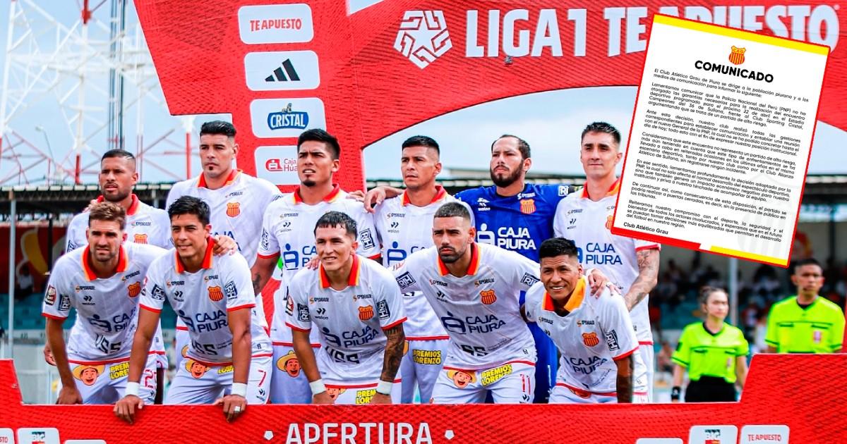 Atlético Grau anunció que PNP no otorgó garantías para duelo ante Cristal