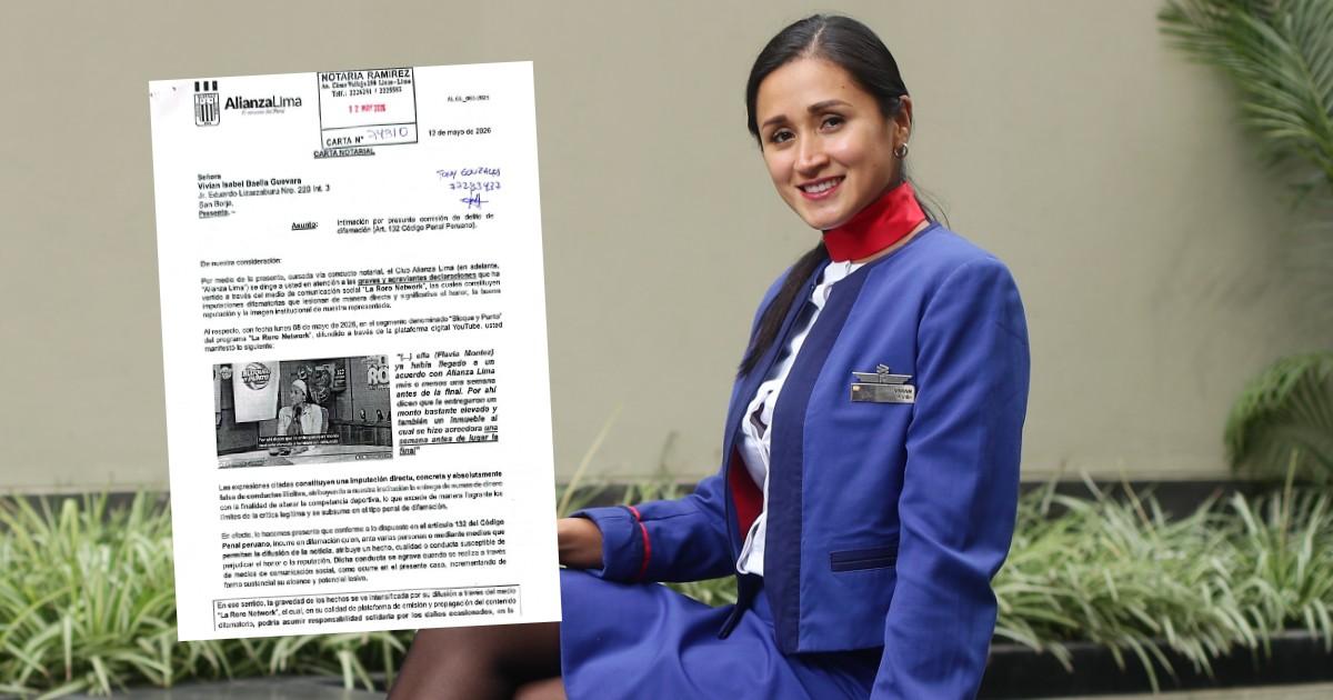 Alianza Lima envió carta notarial a Vivian Baella