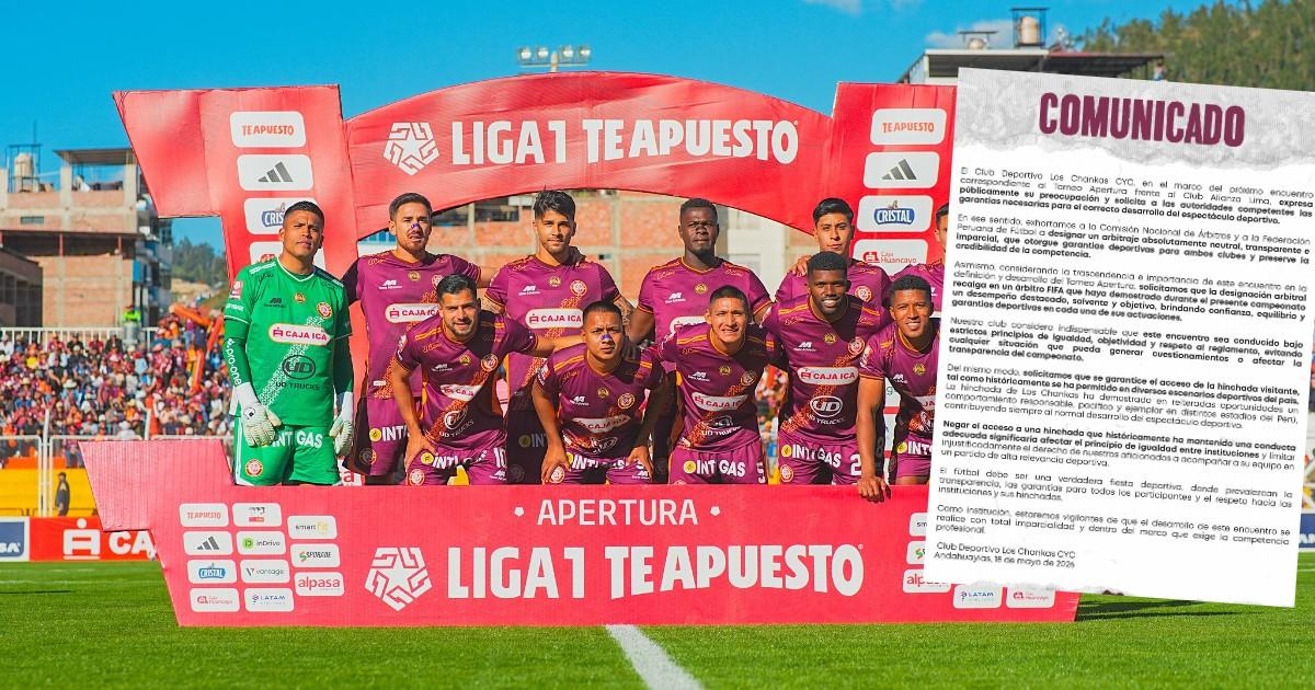 Los Chankas solicita árbitro FIFA e ingreso de su hinchada a Matute