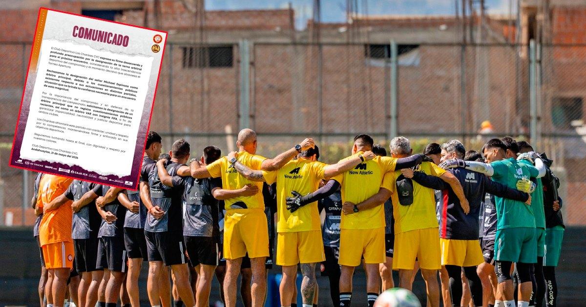 Los Chankas sobre duelo ante Alianza: "Rechazamos designación de Michael Espinoza como árbitro"