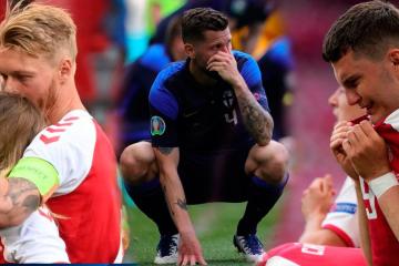 Rivales, compañeros e hinchas conmovidos tras el desmayo de Eriksen en el Dinamarca vs. Finlandia | FOTOS