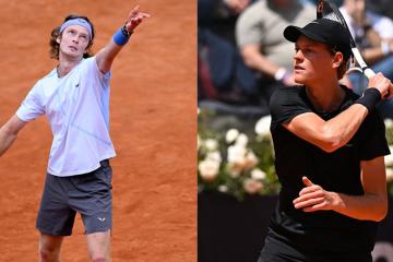 Andrey Rublev y Jannik Sinner se despidieron en octavos de Roma