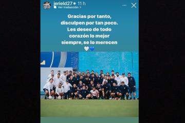 Jeriel de Santis: "Gracias por tanto, disculpen por tan poco"