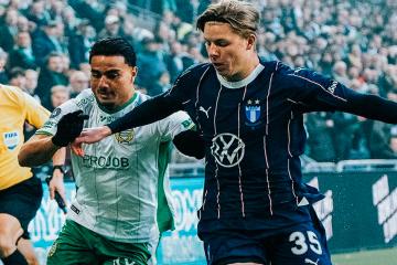 Con Peña como suplente, Malmo FF empató 2-2 con Hammarby