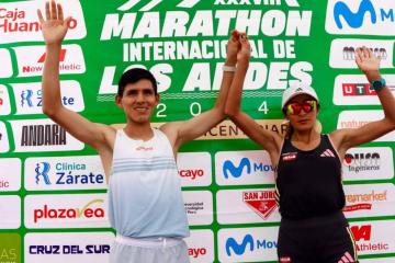 Atléta olímpica Thalia Valdivia y Frank Luján triunfaron en la XXXVIII MARATHON INTERNACIONAL DE LOS ANDES