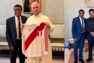 Papa León XIV recibió visita de Teófilo Cubillas, Ricardo Gareca y Edwin Oviedo
