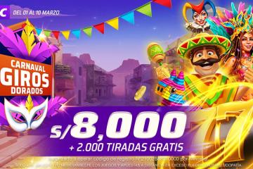 Compite por S/8,000 en el Torneo Carnaval de Giros Dorados de Meridian Casino