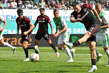 Gruber anotó en empate del Núremberg