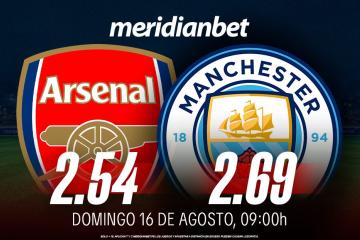 Arsenal vs Manchester City: ¡Descarga la app de Meridianbet y gana una jugada gratis en la Community Shield!