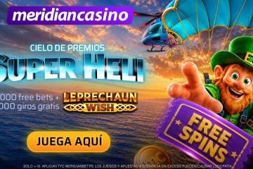 Super Heli: Cielo de Premios en Meridian Casino reparte 2,000 Free Bets + 1,000 giros gratis