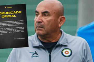 Coopsol anunció la salida de técnico Ramírez Cubas tras dos partidos