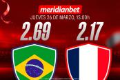 Brasil vs Francia: ¡Juega en los Amistosos Internacionales y viaja a la final de la Champions League gracias a Meridianbet y Kashio!