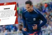 Garcés fue desconvocado de la selección por lesión
