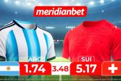 Argentina vs Suiza: ¡Juega en los cuartos de final del Torneo de selecciones y gana con la Mundo Mania de Meridianbet!
