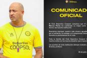 Coopsol anunció la salida de Marcos Flores como entrenador del primer equipo