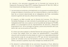 Comunicado de la administración de Universitario