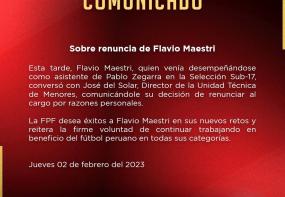 Maestri renunció como asistente de la Selección Sub-17