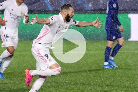 Benzema y el brutal golazo de media vuelta para el 1-1 en el Real Madrid vs. Chelsea por Champions