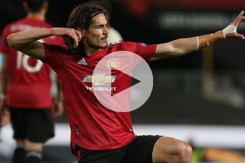 Cavani y su doblete en el Manchester 6-2 Roma por semis de Europa League | VIDEO