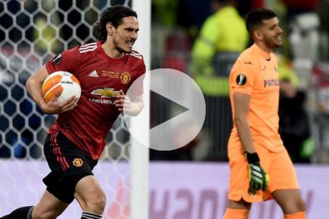 ¡Gol de '9'! Cavani aprovechó un rebote y marcó el 1-1 en el Manchester vs. Villarreal por final de Europa League